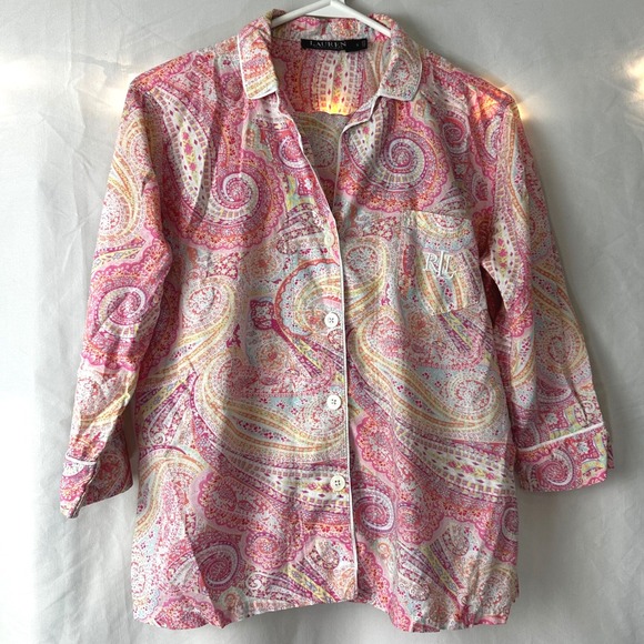 Lauren Ralph Lauren Other - Lauren Ralph Lauren Pink Paisley Pajama Set Women's S 3/4 Sleeve Cropped Pant